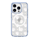 Cartoon Cats and Flowers | MagSafe Compatible Clear Impact Soft and Hard Shell