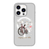 Kawaii Cats With A Pink Bicycle | MagSafe Compatible Luxurious Feel Frosted Soft and Hard Shell