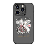 Kawaii Cats With A Pink Bicycle | MagSafe Compatible Luxurious Feel Frosted Soft and Hard Shell