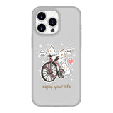 Kawaii Cats With A Pink Bicycle | Luxurious Feel Frosted Soft and Hard Shell