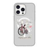 Kawaii Cats With A Pink Bicycle | MagSafe Compatible Luxurious Feel Frosted Soft and Hard Shell